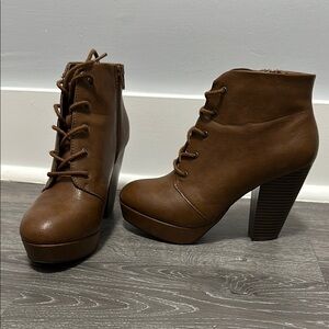 Brown Lace-Up Ankle Boots